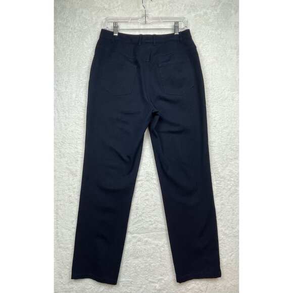 ST. JOHN SPORT Pants Women's 8 Navy Straight Leg 5 pocket with Gold Accents - Picture 2 of 10